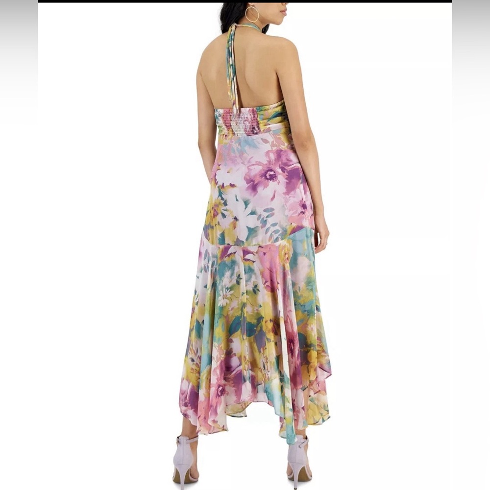 Taylor Asymmetrical Ruffled Pink and Yellow Sundress NWOT - Picture 4 of 8